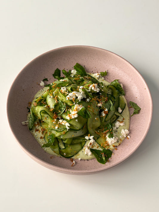Cucumber Salad with Honey Pesto Yogurt