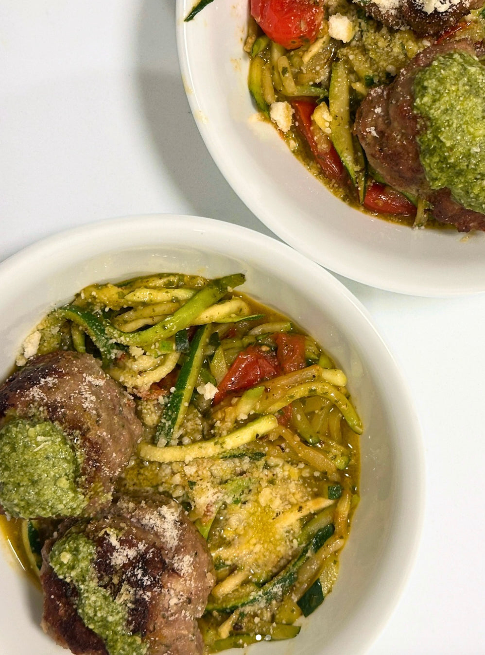 Pesto Turkey Meatballs with Zucchini Noodles