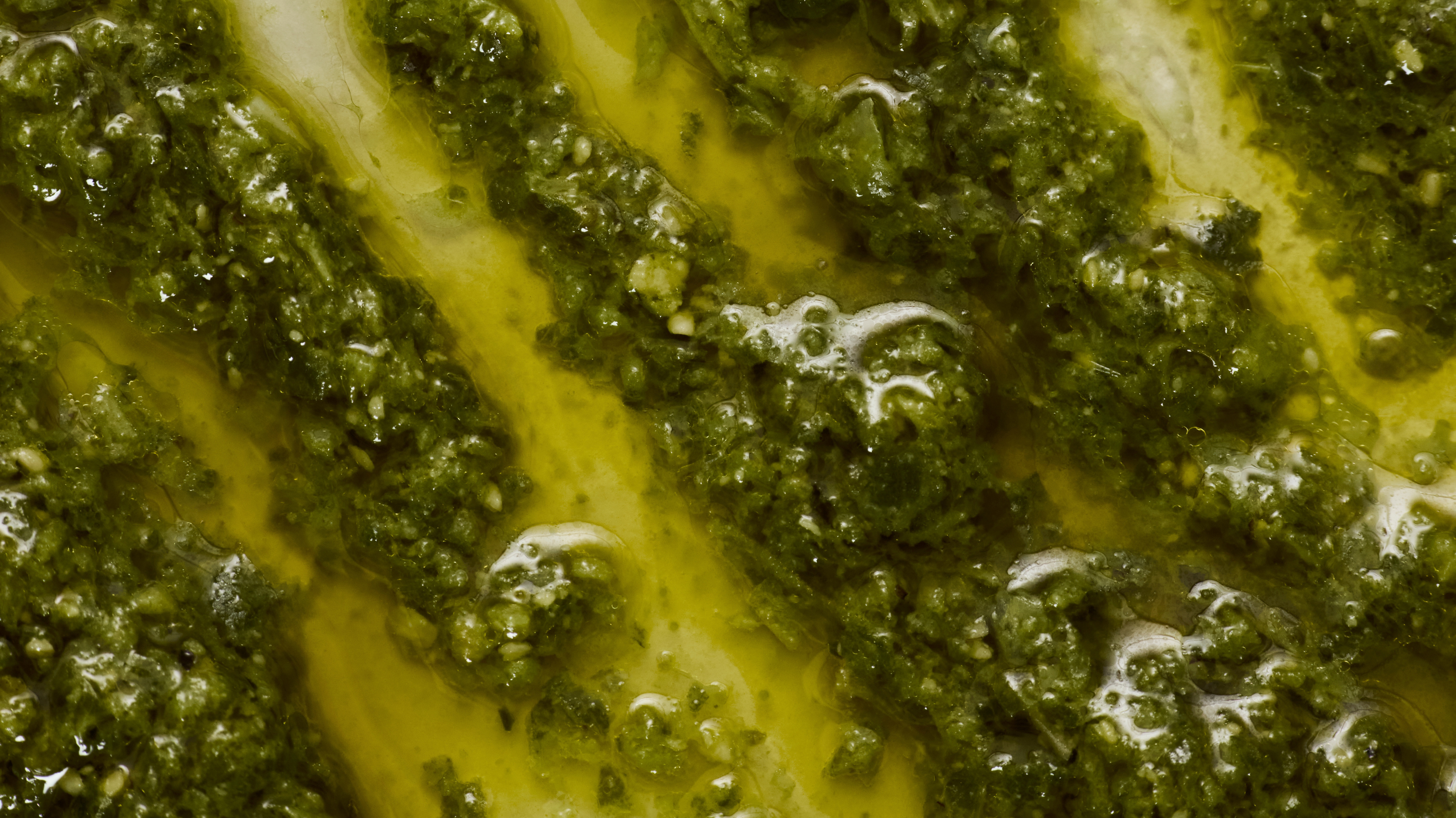 close up of green pesto nut free gluten free besto